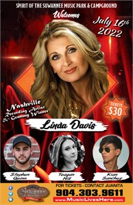 Nashville artist/Grammy Award winner  Linda Davis to perform July 16 at The Spirit of The Suwannee