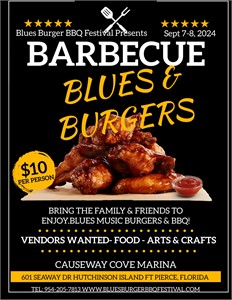 4th Annual Burgers BBQ & Blues Music Festival & Ft Pierce Car Show Set for September 7-8, 2024